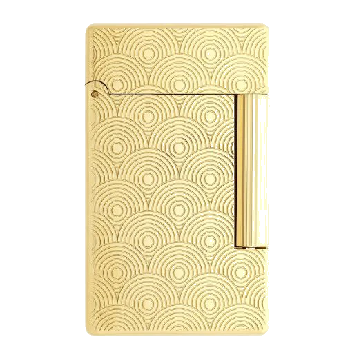 S.T. Dupont Paris Initial Cinatique Guilloche Gold Lighter