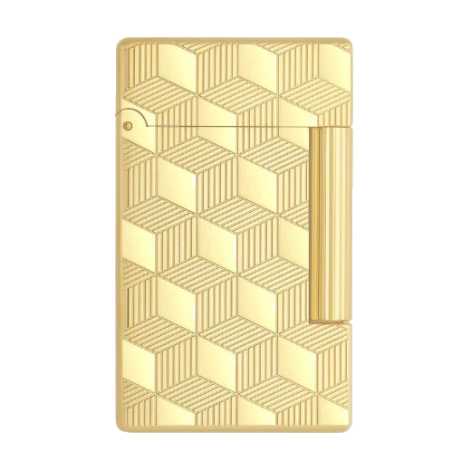 S.T. Dupont Paris Initial Cube Guilloche Gold Lighter