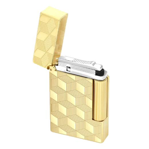 S.T. Dupont Paris Initial Cube Guilloche Gold Lighter - Image 4