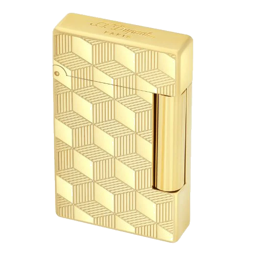 S.T. Dupont Paris Initial Cube Guilloche Gold Lighter - Image 5