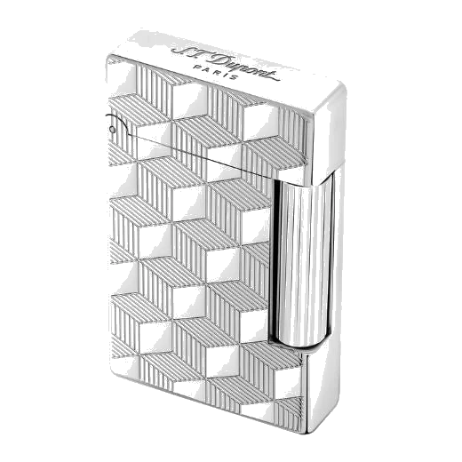 S.T. Dupont Paris Initial Cube Guilloche Palladium Lighter - Image 4