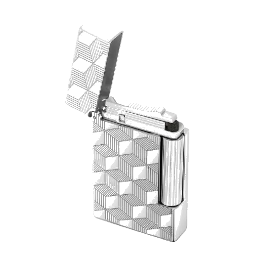S.T. Dupont Paris Initial Cube Guilloche Palladium Lighter - Image 5
