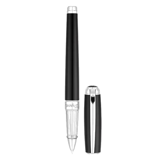 S.T. Dupont Paris Line D Black Lacquer & Palladium Rollerball Pen