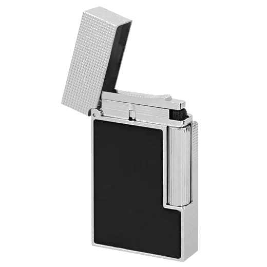 S.T. Dupont Paris Matt Black Lacquer & Platinum Ligne 2 Cling Lighter - Image 2