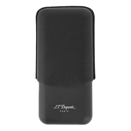 S.T. Dupont Paris Matte Black & Leather Triple Cigar Case