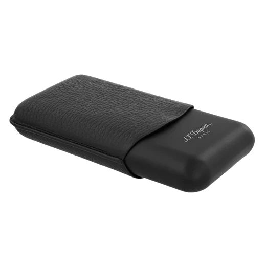 S.T. Dupont Paris Matte Black & Leather Triple Cigar Case - Image 4