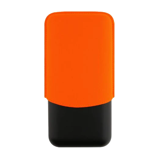 S.T. Dupont Paris Matte Black & Neon Orange Leather Triple Cigar Case - Image 2