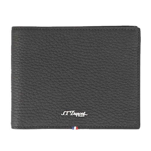 S.T. Dupont Paris Neo Capsule Grained Billfold 8CC Wallet Black Leather