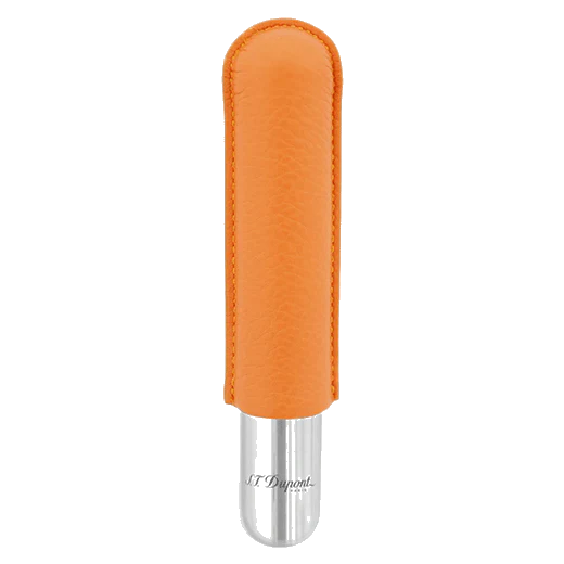 S.T. Dupont Paris Orange Leather & Chrome Cigar Case