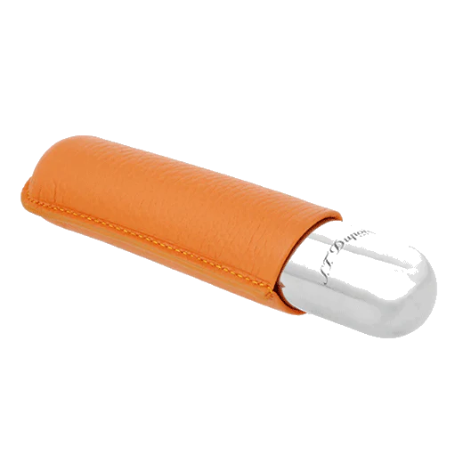 S.T. Dupont Paris Orange Leather & Chrome Cigar Case - Image 4