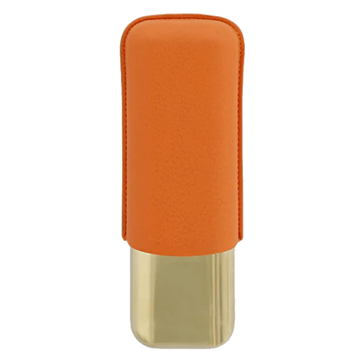 S.T. Dupont Paris Orange Leather Double Cigar Case Gold - Image 4