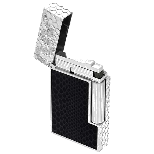 S.T. Dupont Paris Palladium Ligne 2 Guilloche Black Snake Lighter - Image 2