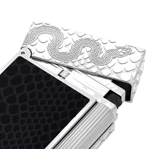S.T. Dupont Paris Palladium Ligne 2 Guilloche Black Snake Lighter - Image 3