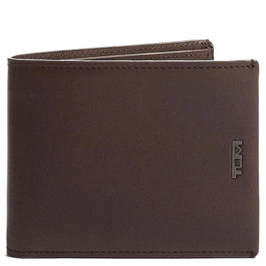 TUMI Dark Brown Smooth Leather Nassau Global Double Billfold Wallet