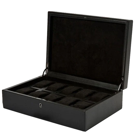 WOLF Black British Racing 10 Piece Watch Box