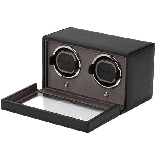 WOLF Black Cub Double Watch Winder with Cover - Image 3