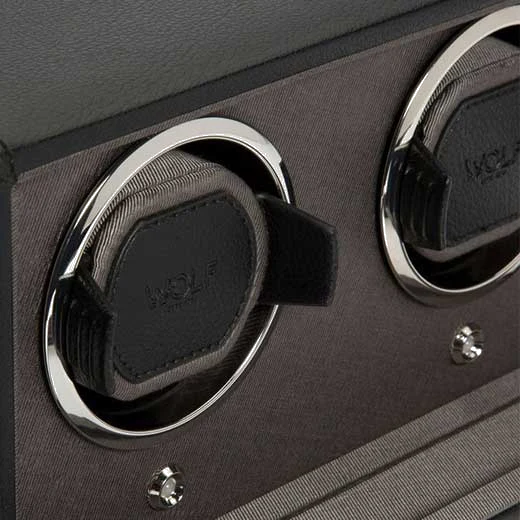WOLF Black Cub Double Watch Winder with Cover - Image 4