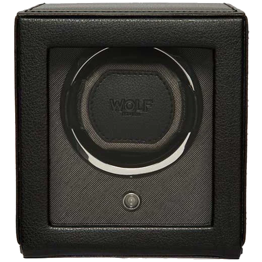 WOLF Black Cub Watch Winder with Cover