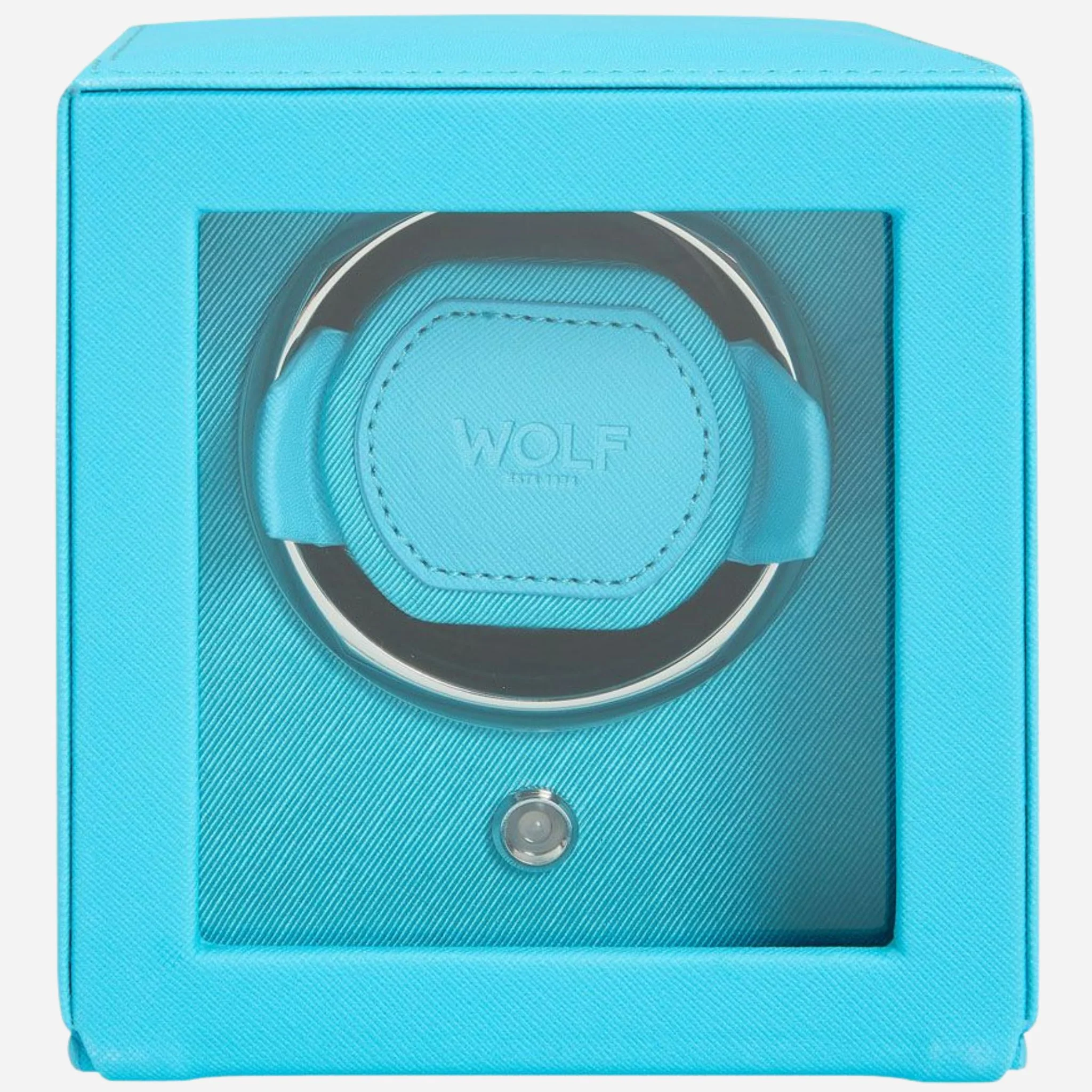 WOLF Cub Tutti Frutti Turquoise Faux Leather Single Watch Winder with Cover