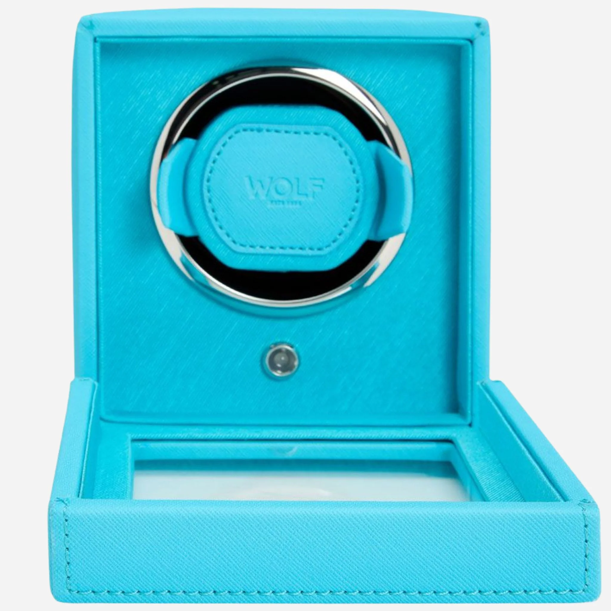WOLF Cub Tutti Frutti Turquoise Faux Leather Single Watch Winder with Cover - Image 3
