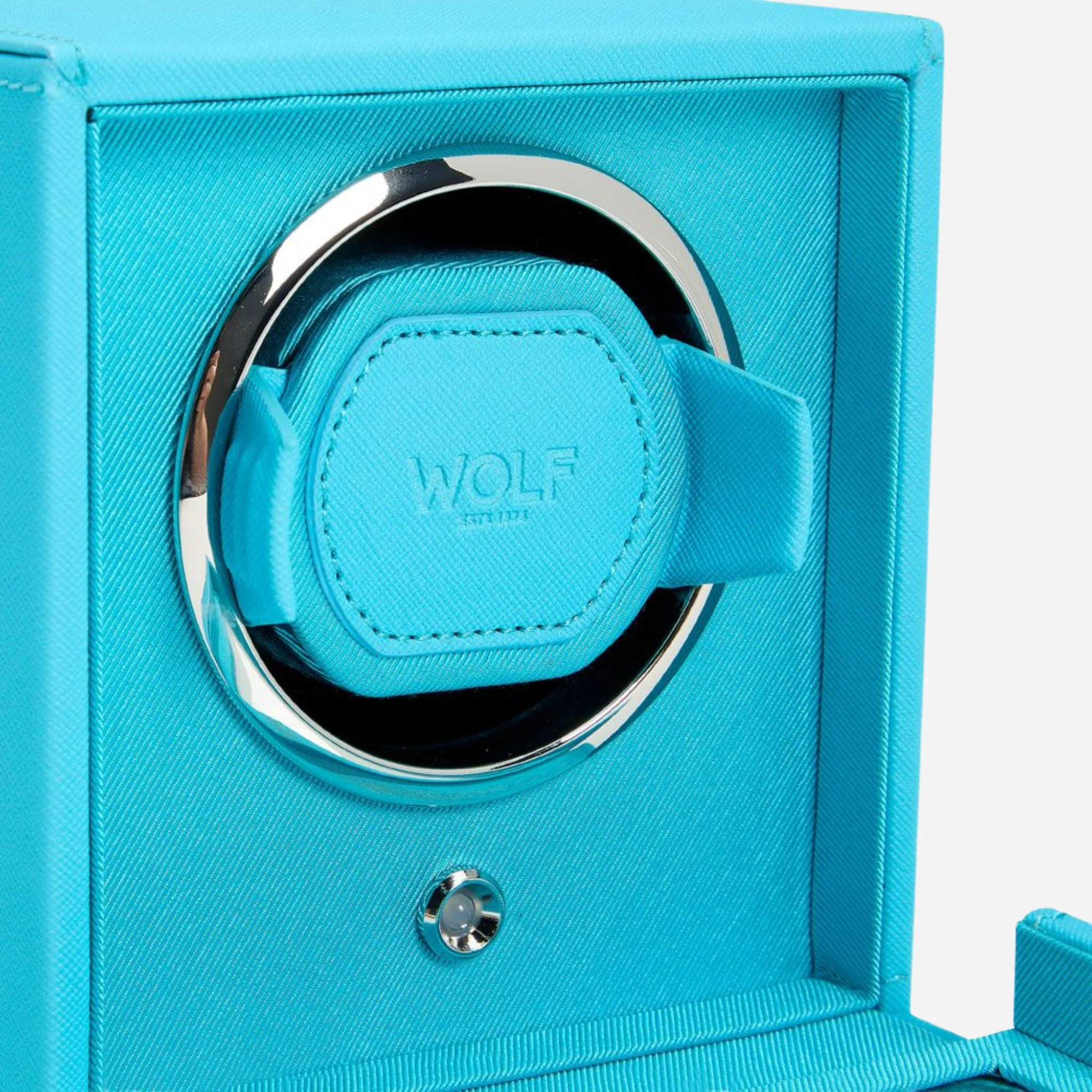 WOLF Cub Tutti Frutti Turquoise Faux Leather Single Watch Winder with Cover - Image 5