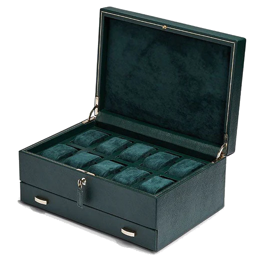 WOLF Green British Racing 10 Piece Watch Box with Storage - Image 4