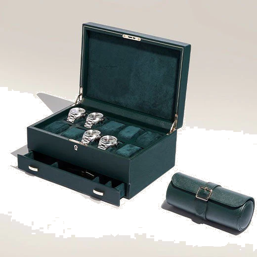 WOLF Green British Racing 10 Piece Watch Box with Storage - Image 8
