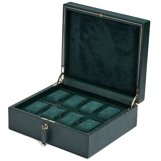 WOLF Green British Racing 8 Piece Watch Box