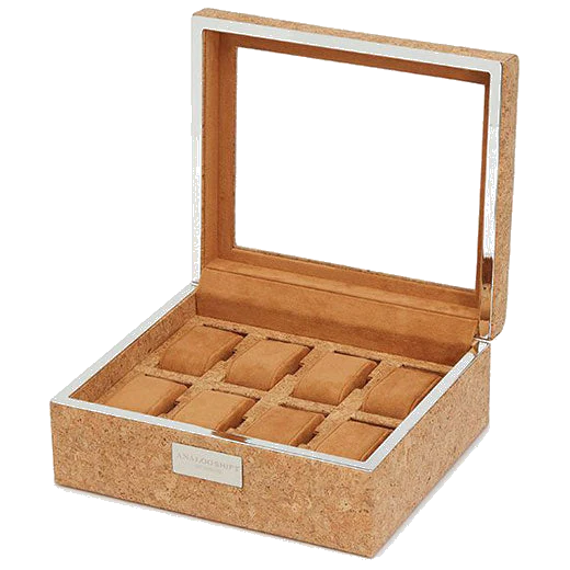 WOLF Natural Cork Analog/Shift 1976 8 Piece Watch Box