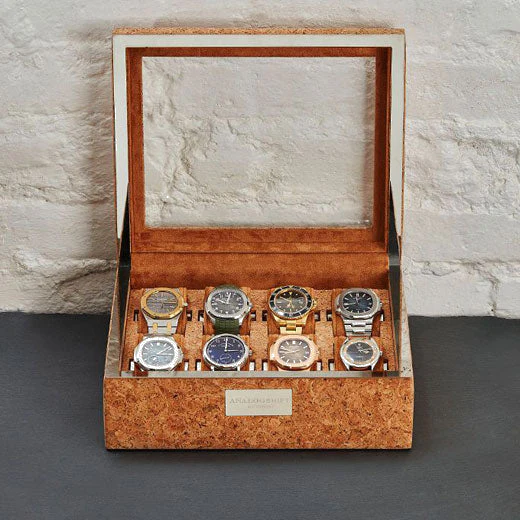 WOLF Natural Cork Analog/Shift 1976 8 Piece Watch Box - Image 5
