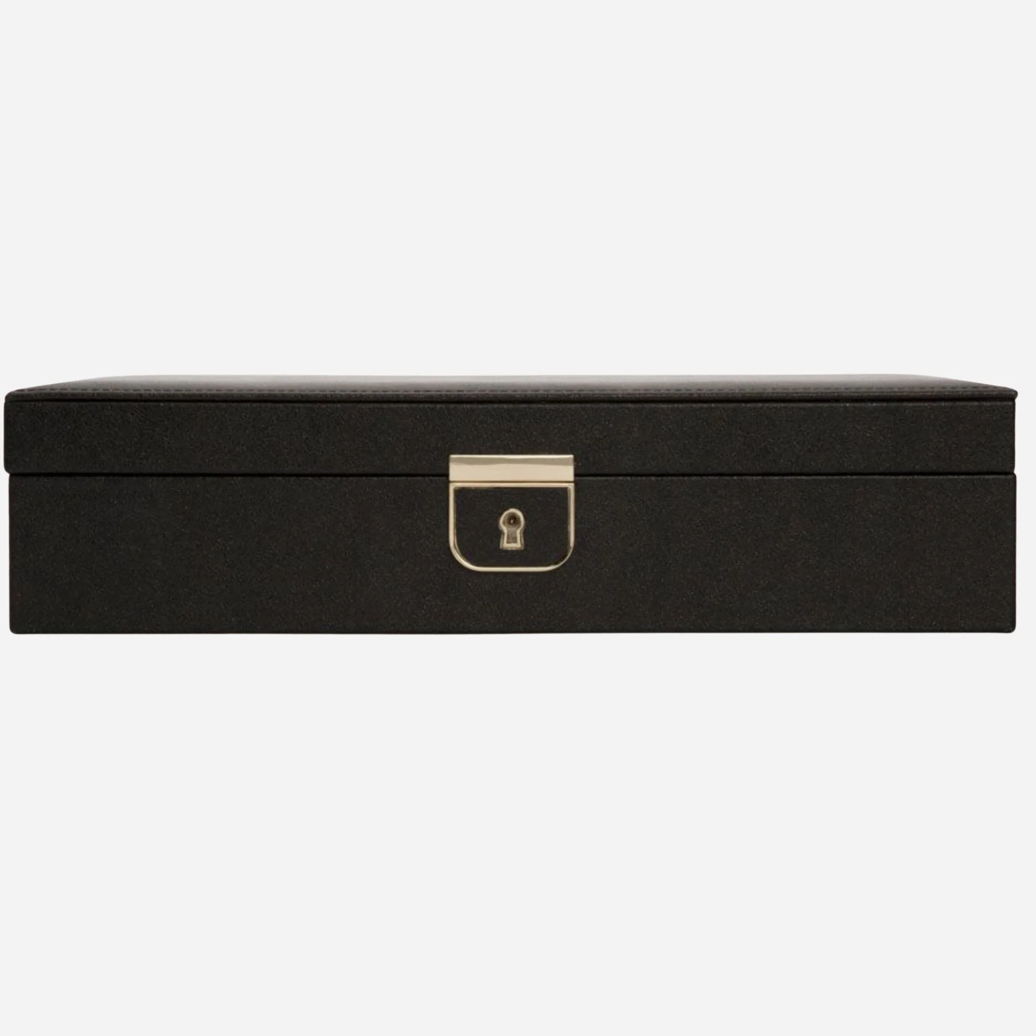 WOLF Palermo Medium Black Anthracite Leather Jewellery Box