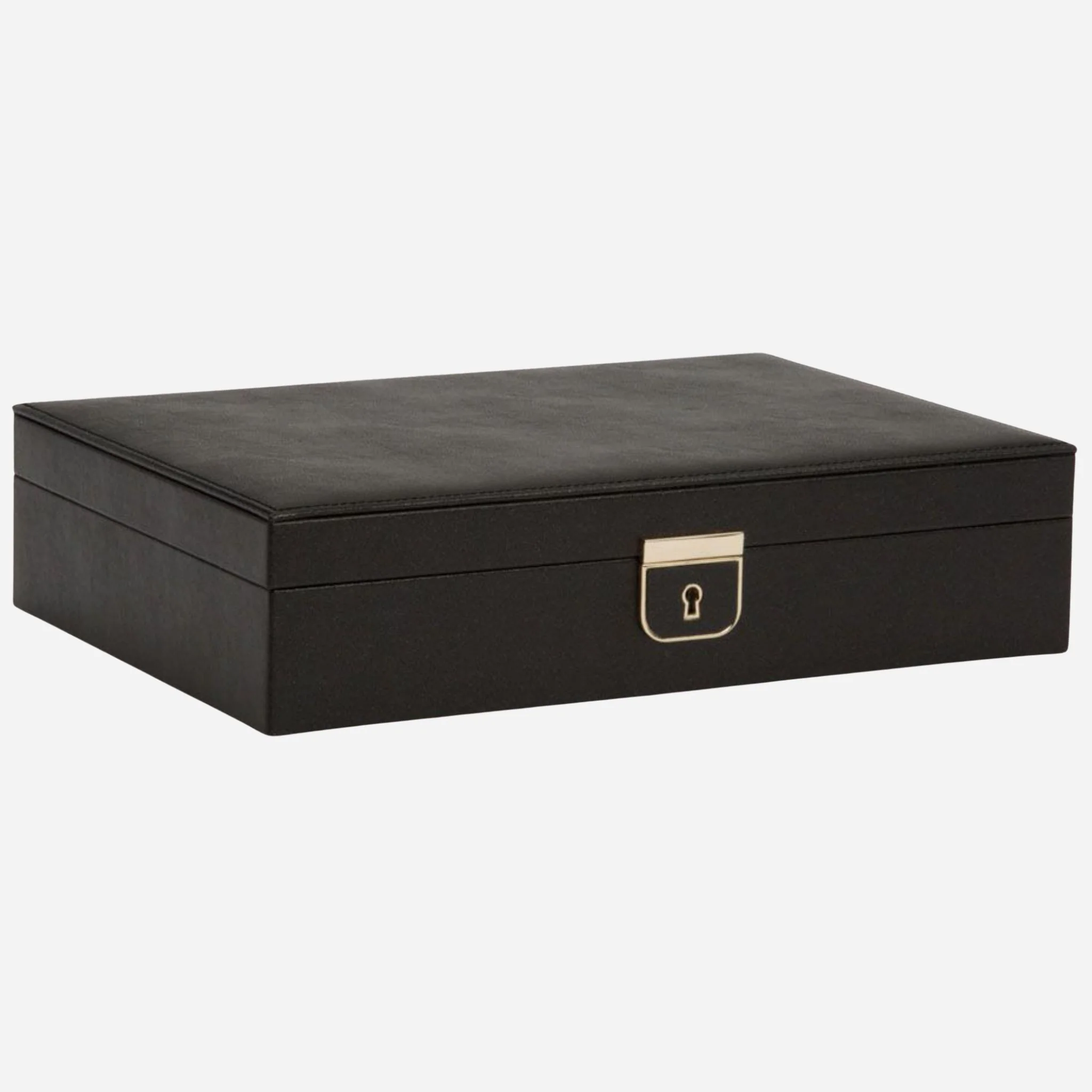 WOLF Palermo Medium Black Anthracite Leather Jewellery Box - Image 2