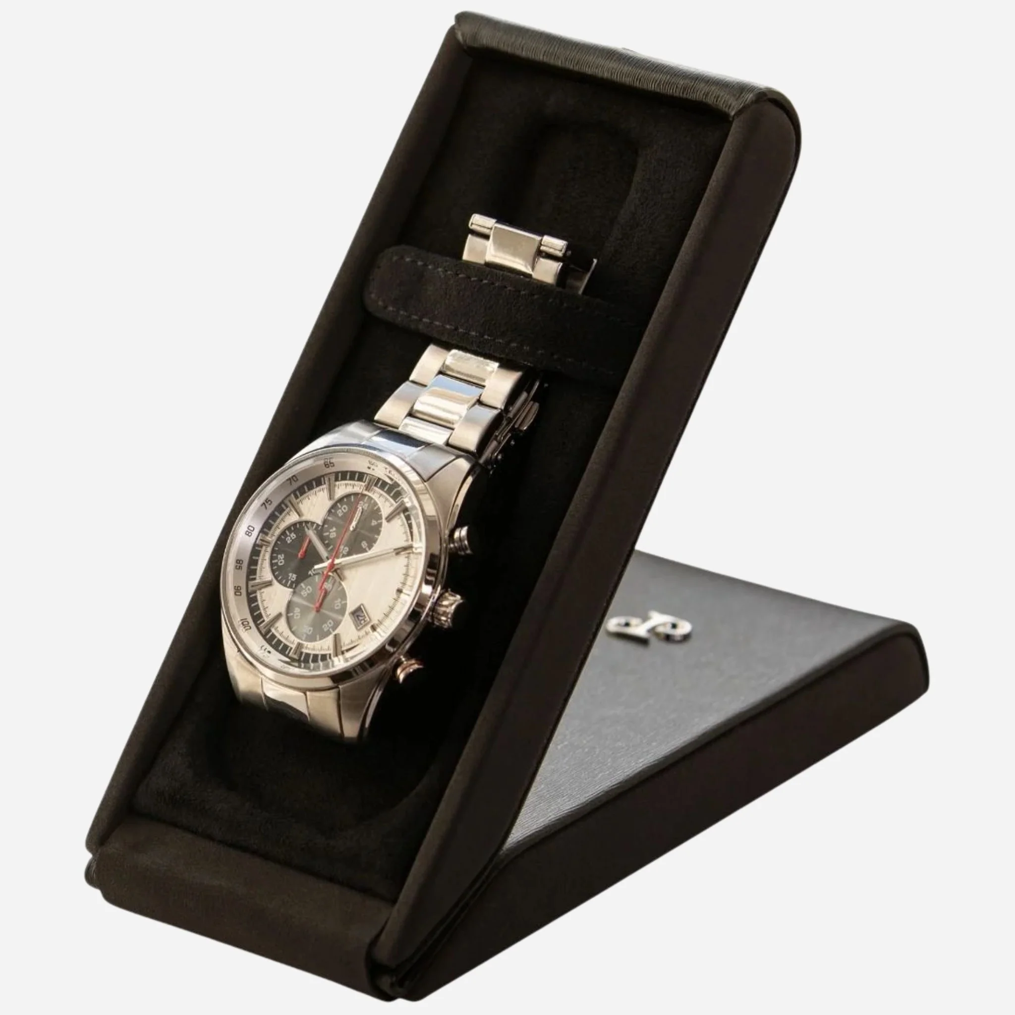 WOLF Philipp Black Faux Leather Flip Watch Stand - Image 3