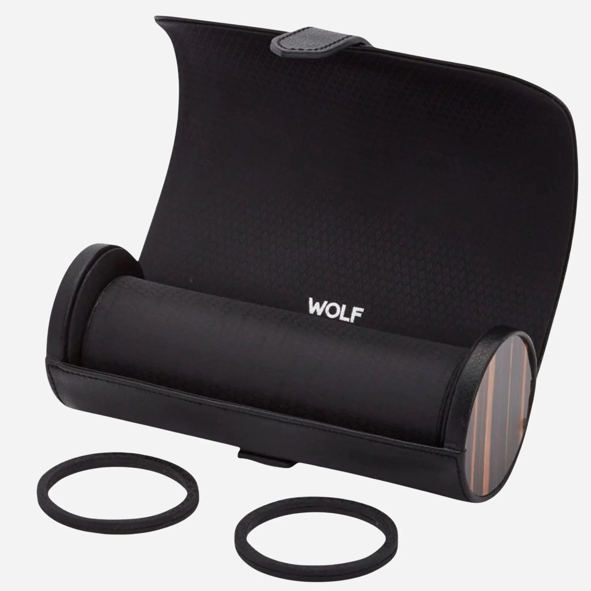 WOLF Roadster Black and Ebony Macassar Triple Watch Roll - Image 5