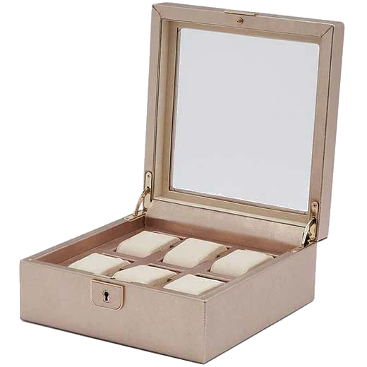 WOLF Rose Gold Palermo 6 Piece Watch Box