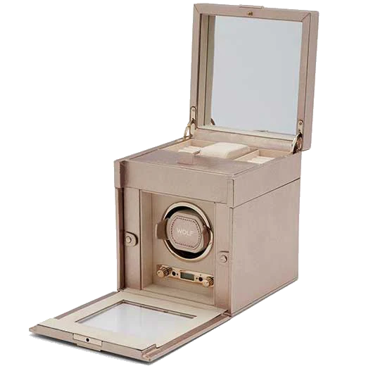 WOLF Rose Gold Palermo Watch Winder with Jewellery Storage - Image 3