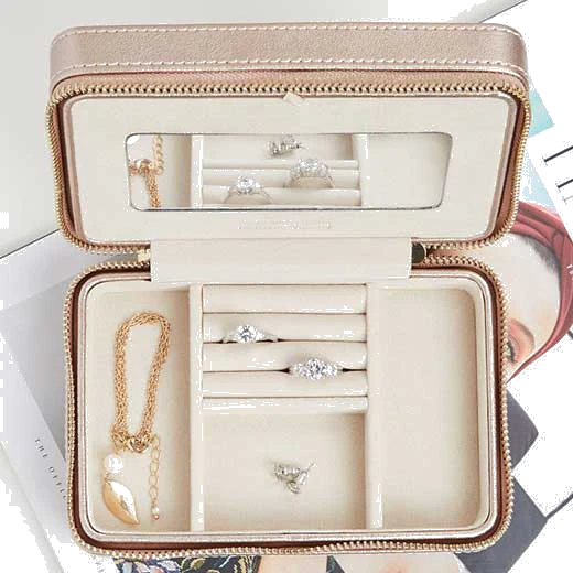 WOLF Rose Gold Palermo Zip Jewellery Case - Image 6
