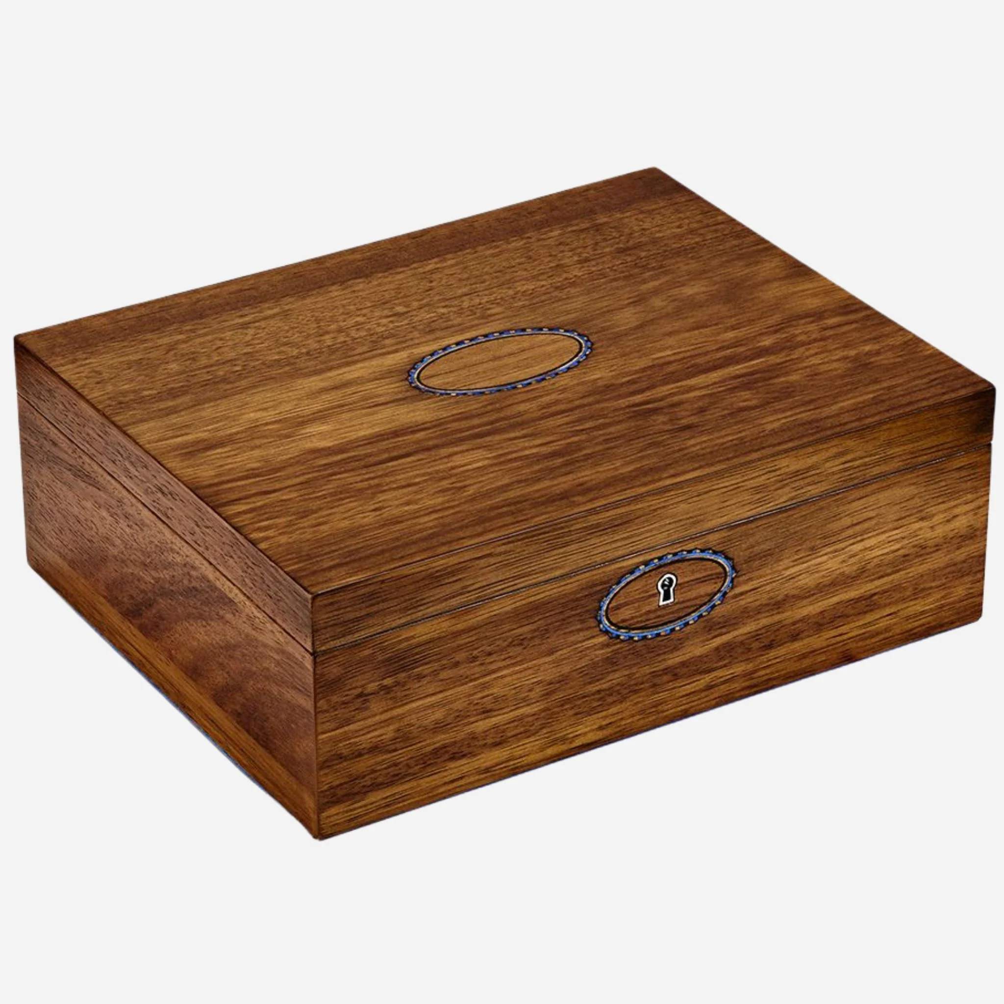 WOLF Swan Lake Ballet Musical Jewellery Box in Blue and Walnut Wood - Image 6