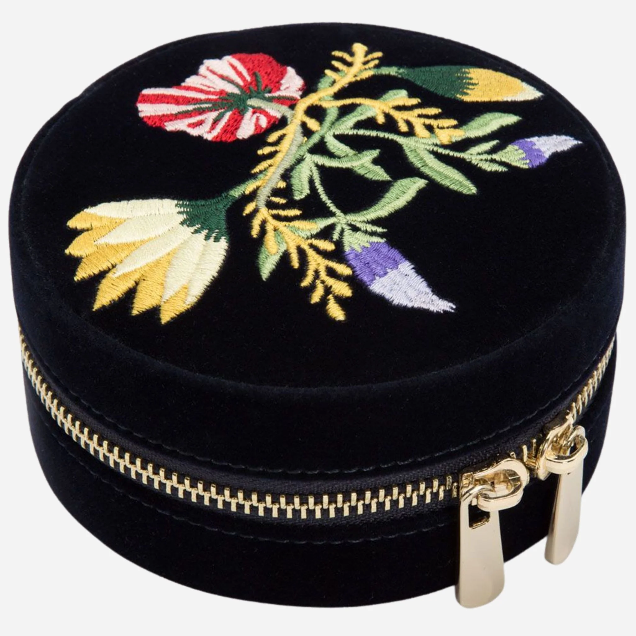 WOLF Zoe Indigo Velvet Travel Round Jewellery Case - Image 2