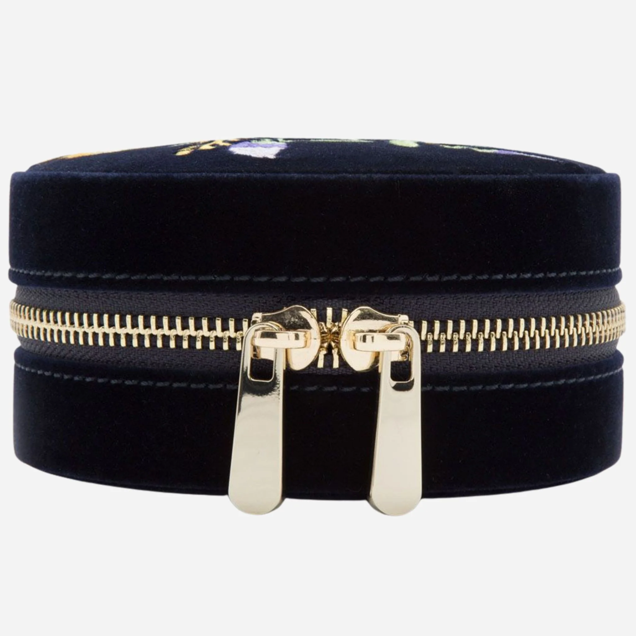 WOLF Zoe Indigo Velvet Travel Round Jewellery Case - Image 3