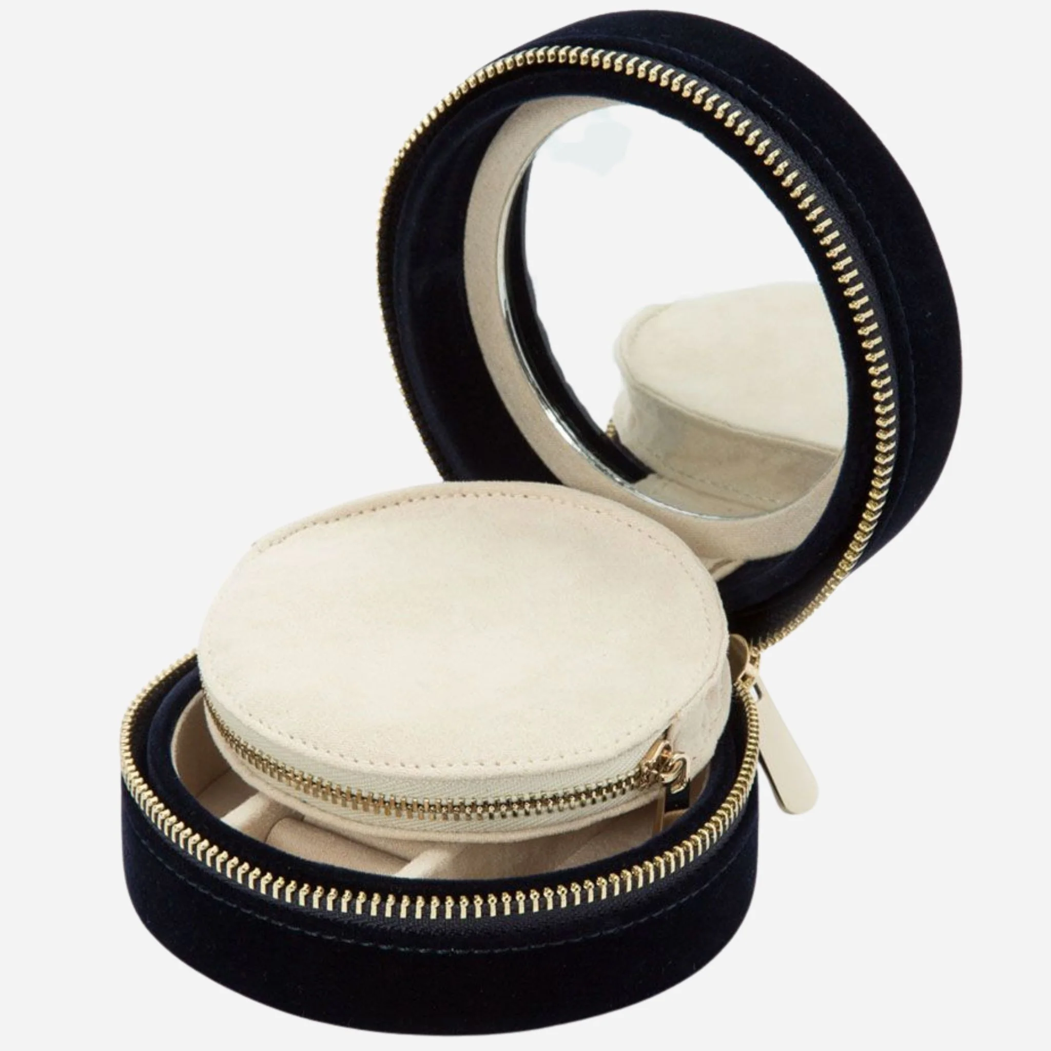 WOLF Zoe Indigo Velvet Travel Round Jewellery Case - Image 5