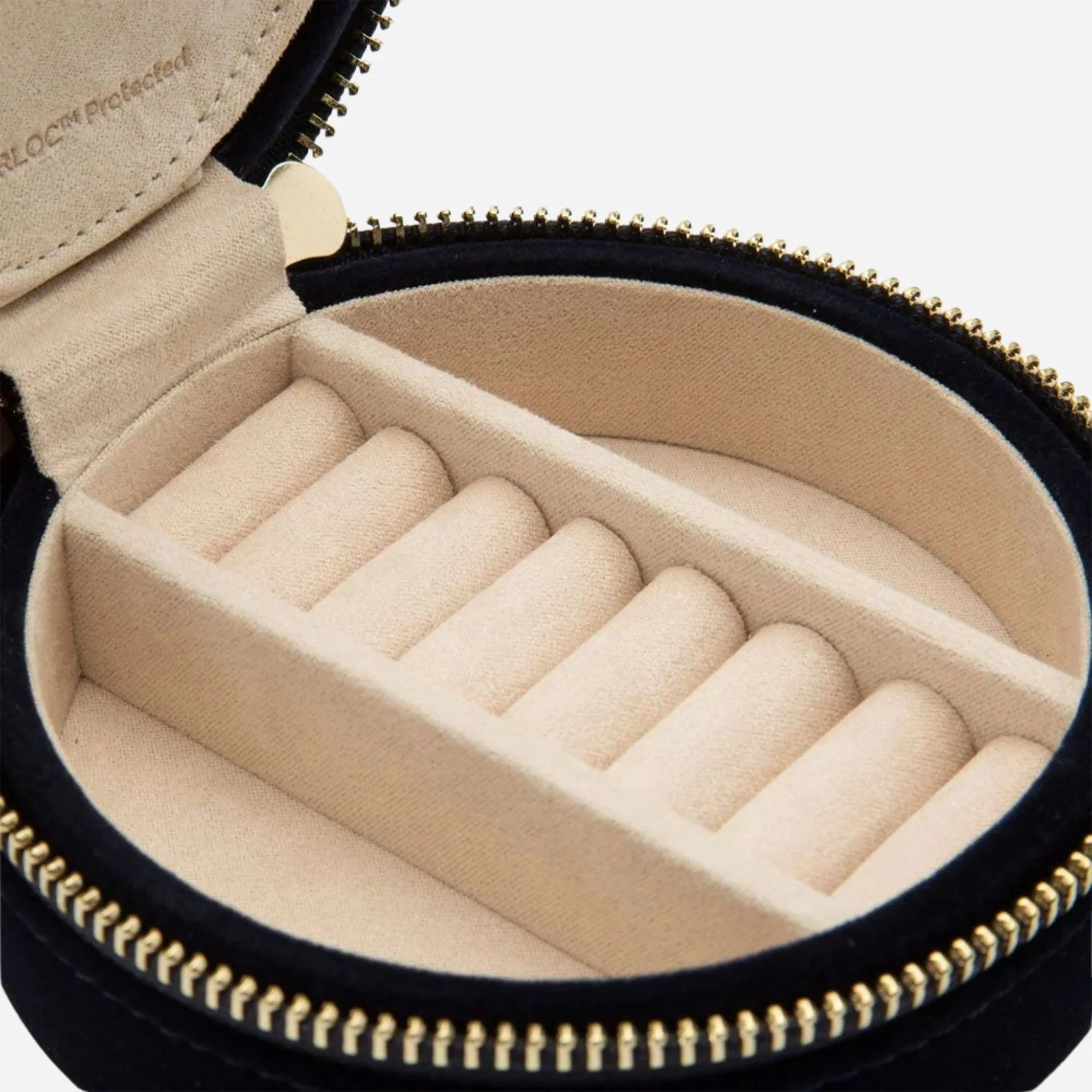 WOLF Zoe Indigo Velvet Travel Round Jewellery Case - Image 6