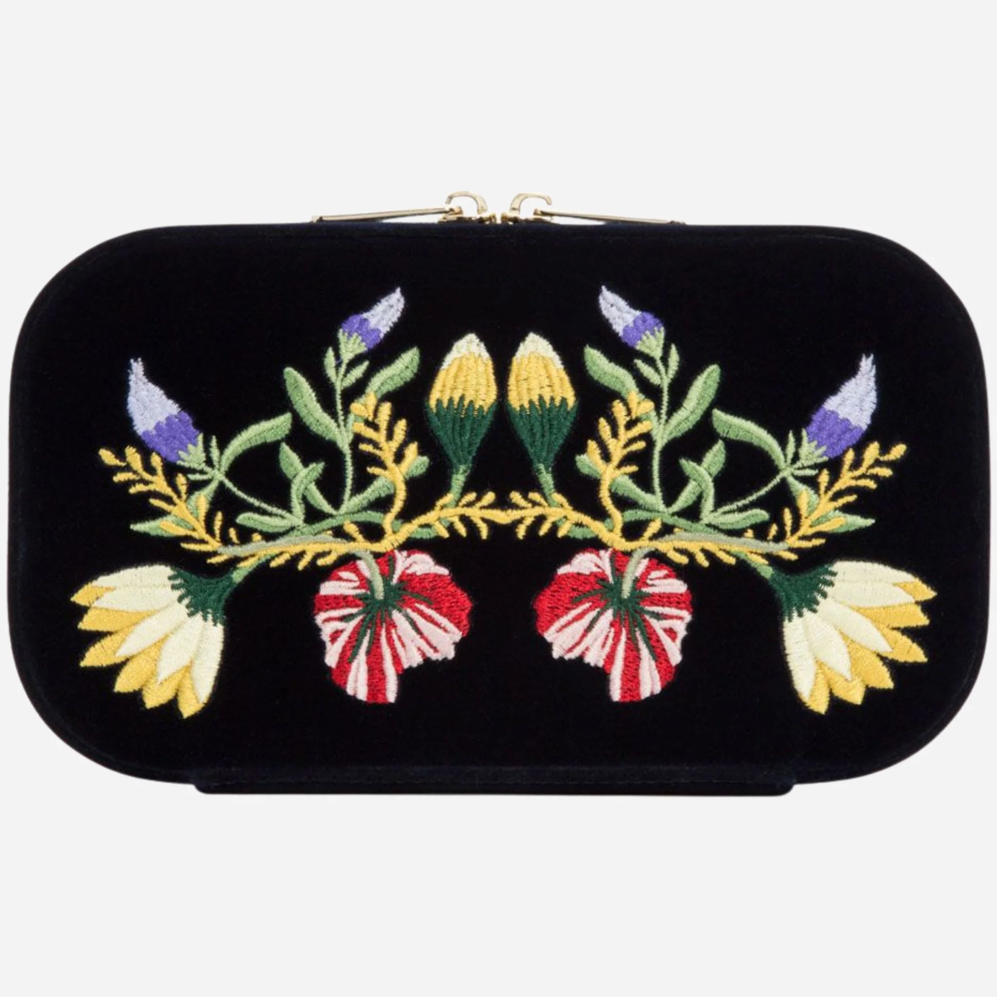 WOLF Zoe Indigo Velvet Travel Zip Jewellery Case