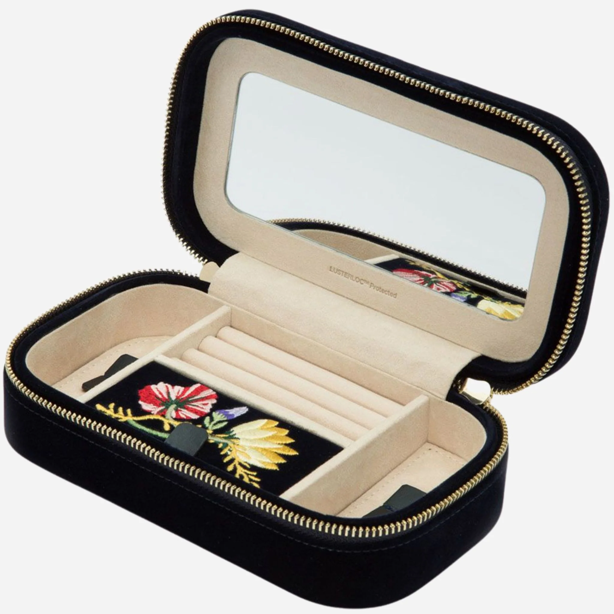 WOLF Zoe Indigo Velvet Travel Zip Jewellery Case - Image 4