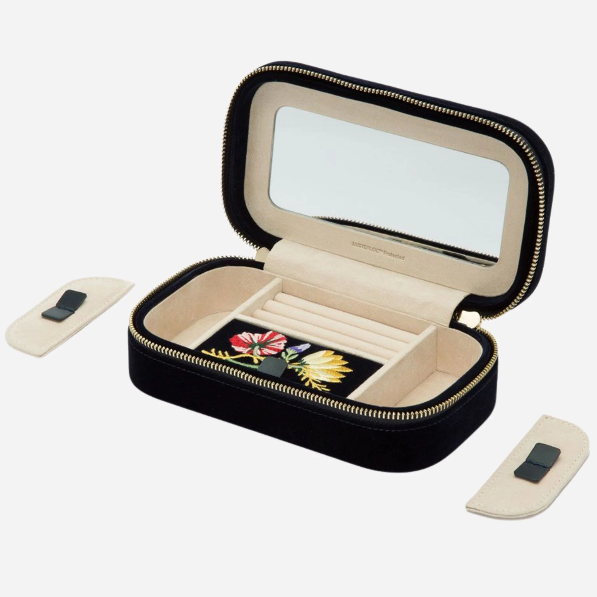WOLF Zoe Indigo Velvet Travel Zip Jewellery Case - Image 5