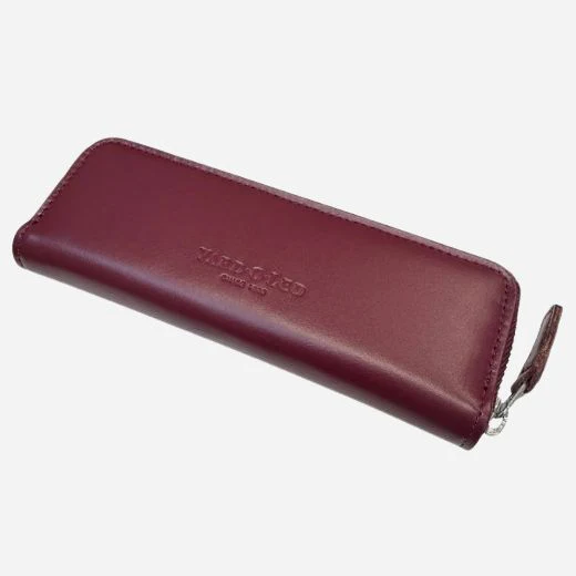 Yard-O-Led Maroon Red Leather Zip Pencil Case