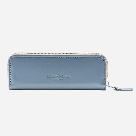 Yard-O-Led Sky Blue Leather Zip Pencil Case